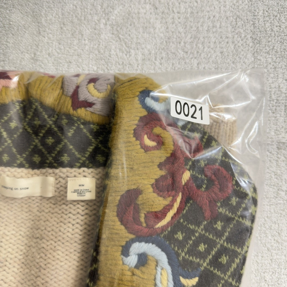 Anthopologie Sleeping On Snow Sweater Coat Hand Painted Poppies Size Medium - Picture 15 of 16